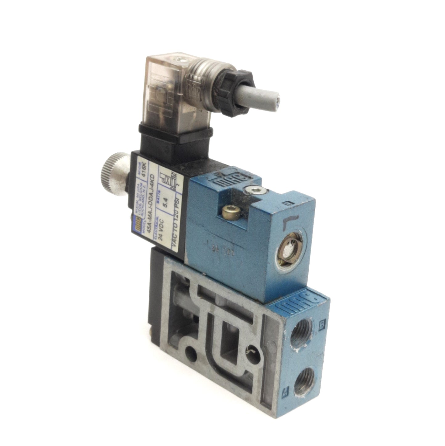Used Mac Valves 45A-MAJ-DDAJ-4KD Solenoid Valve 1/8in NPT, 4/2-Way, 24VDC Coil