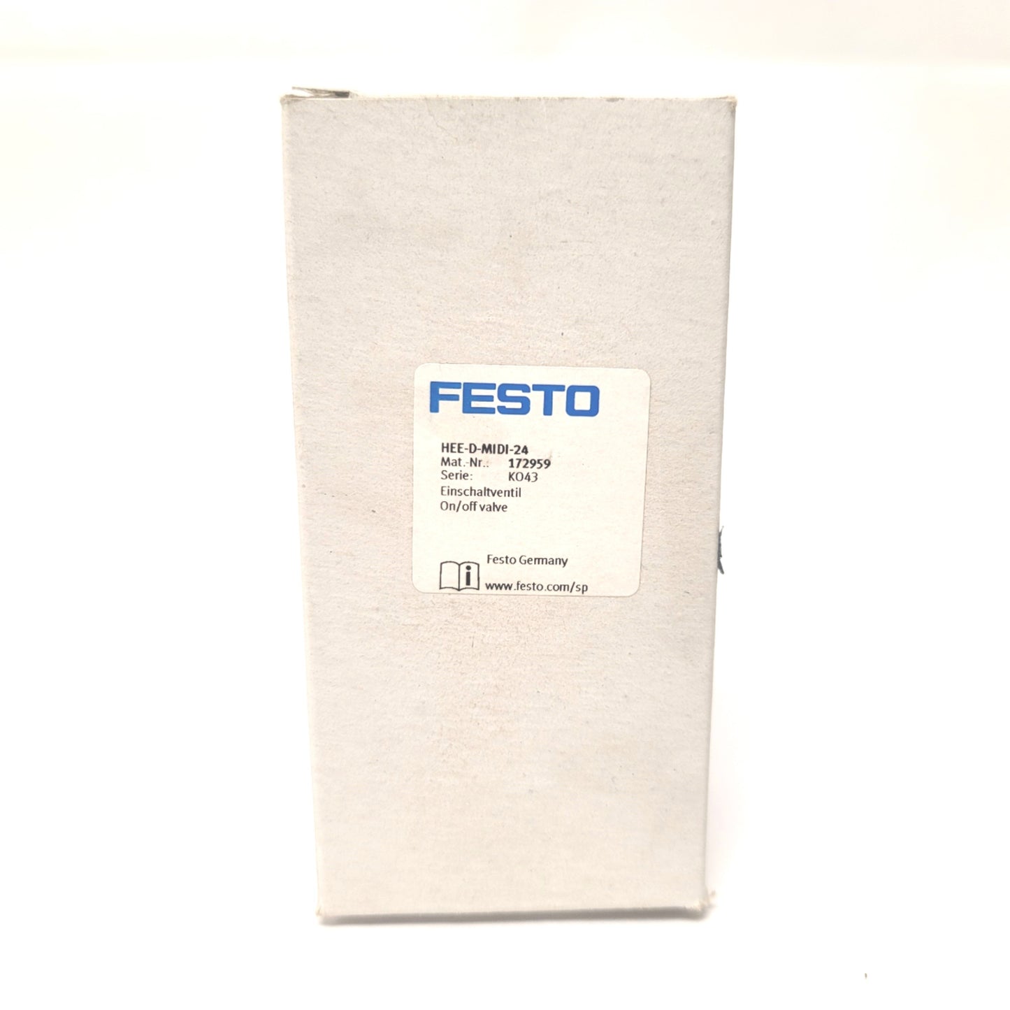 New Festo HEE-D-MIDI-24 On/Off Start Valve 2.5-16bar, 24VDC, G1/4, 3/2-Way