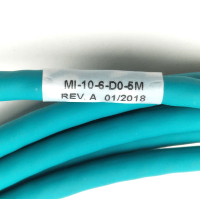 New – Open box CEI MI-10-6-D0-5M Robot I/O Cable, RJ45 to M12 8-P Female, 5m Length