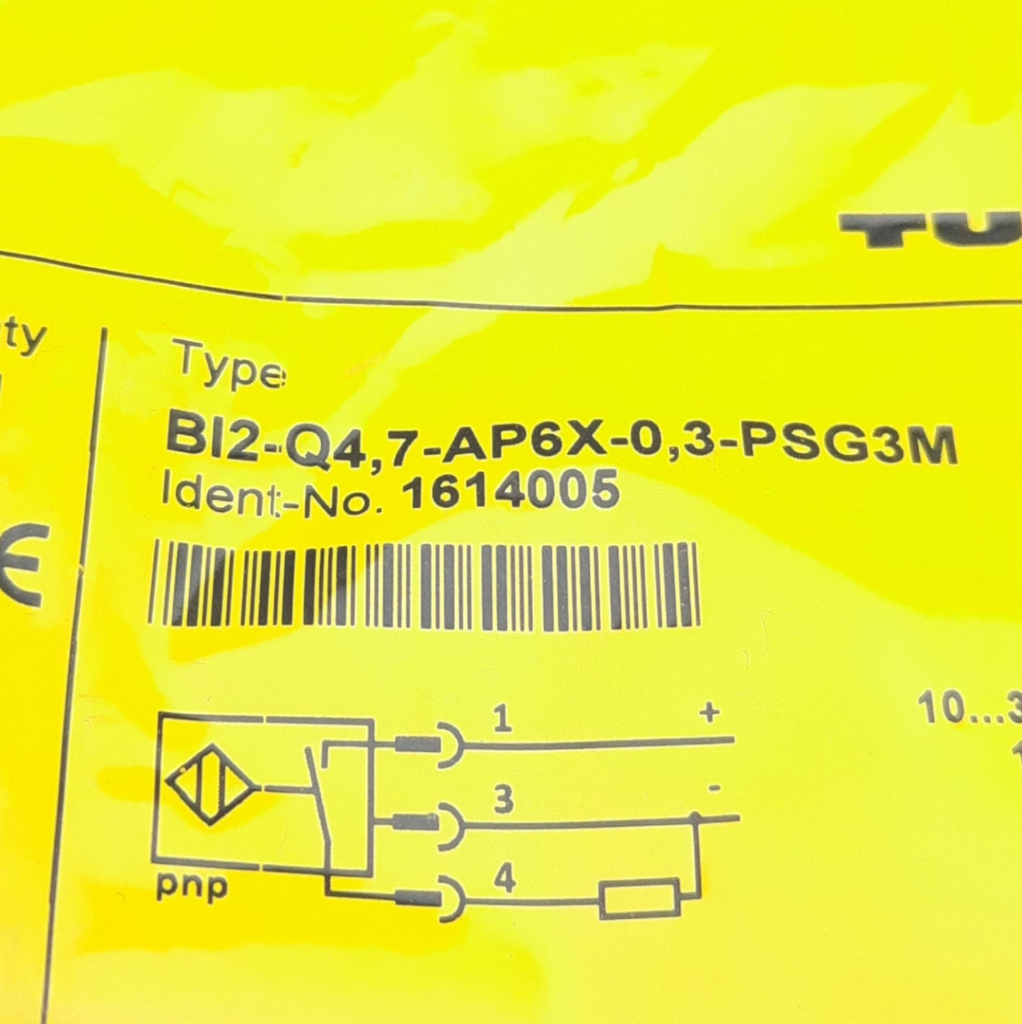 New Turck Bi2-Q4.7-AP6X-0.3-PSG3M Inductive Proximity Sensor, 2mm, 10-30VDC, PNP N/O