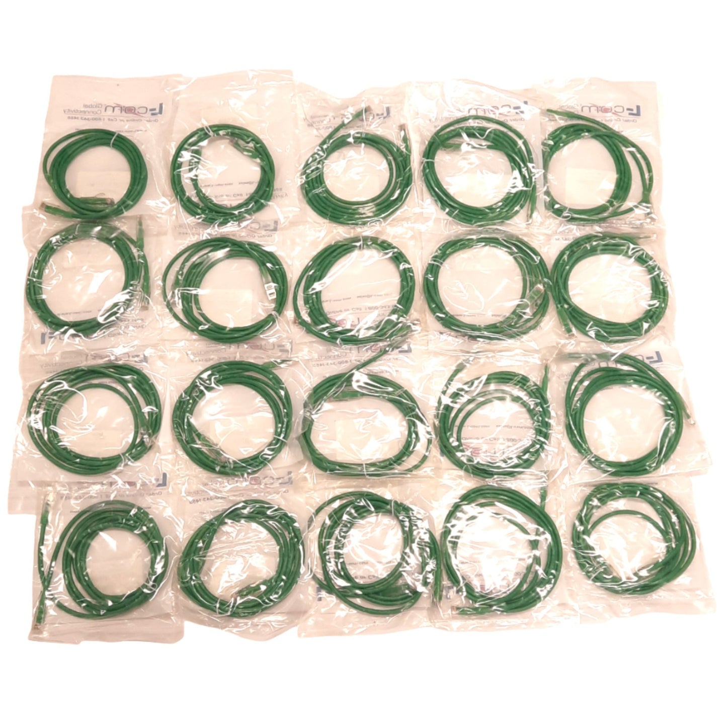 New Lot of 20 L-Com TRD815YGR-7 Ethernet Cat5e Patch Cable, RJ-45 8-Pin, 7ft Long