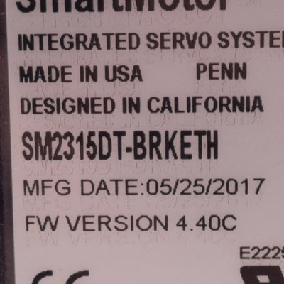 New Moog Animatics SM2315DT-BRKETH SmartMotor DC Servomotor, ø1/4in Shaft, NEMA 23