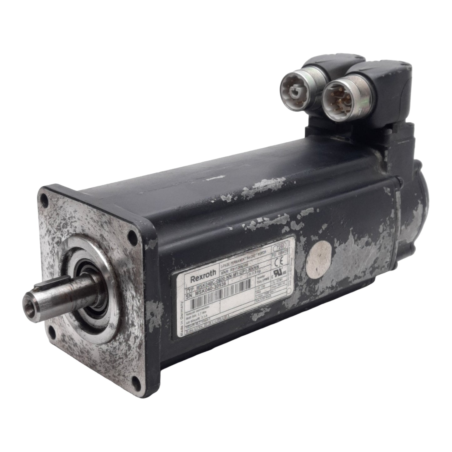 Used Rexroth MSK040C-0600-NN-M1-UP1-NNNN Synchronous Motor 3Ø 600VAC 3.1A 82mm Frame