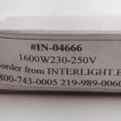 New Interlight IN-04666 INFRAREDQUARTZ Light Bulbs, 2400K, 1600W, 230-250VAC