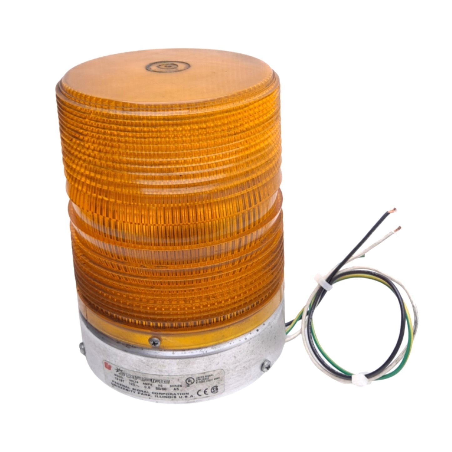 Used Federal Signal 131ST-120A Strobe Warning Light, 120VAC, Amber Lens, 1/2in NPT