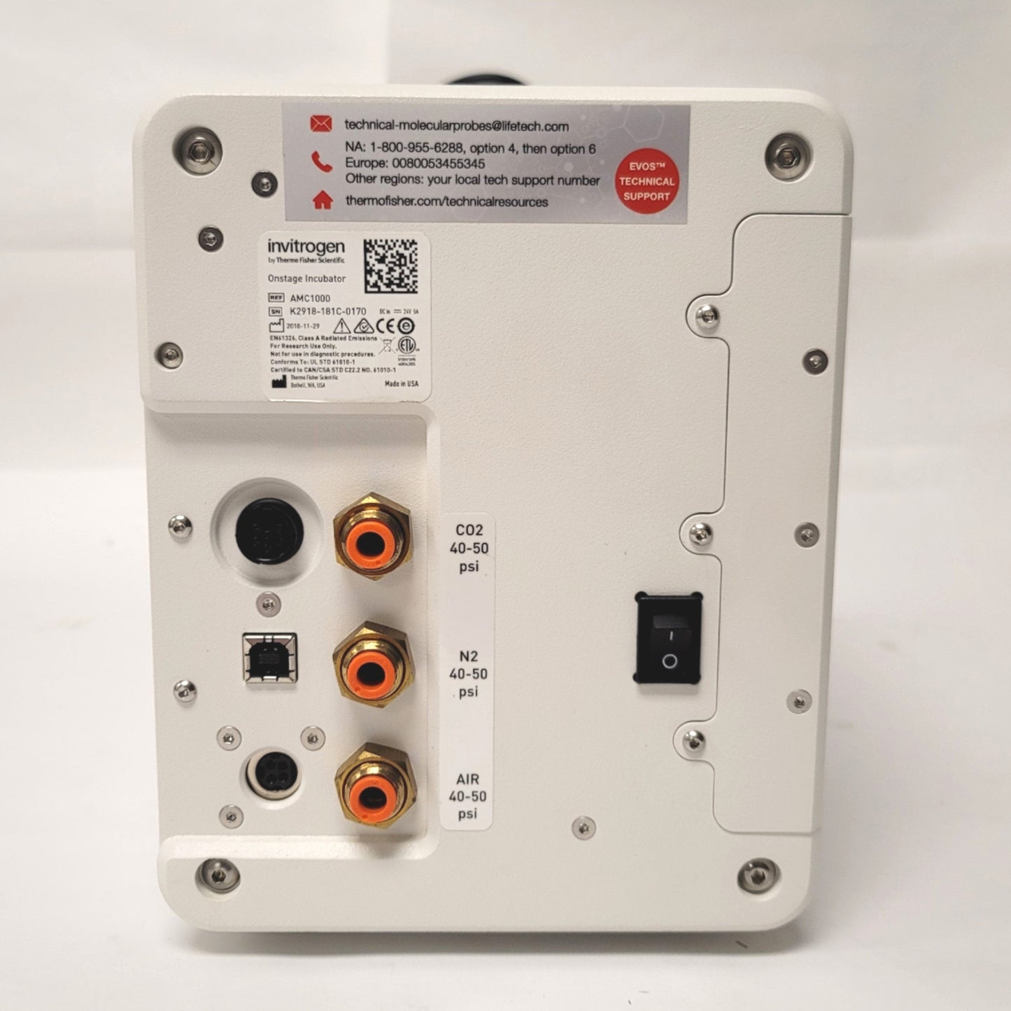 Used Thermo Fisher Invitrogen AMC1000 EVOS Onstage Incubator For EVOS FL Auto/Auto 2
