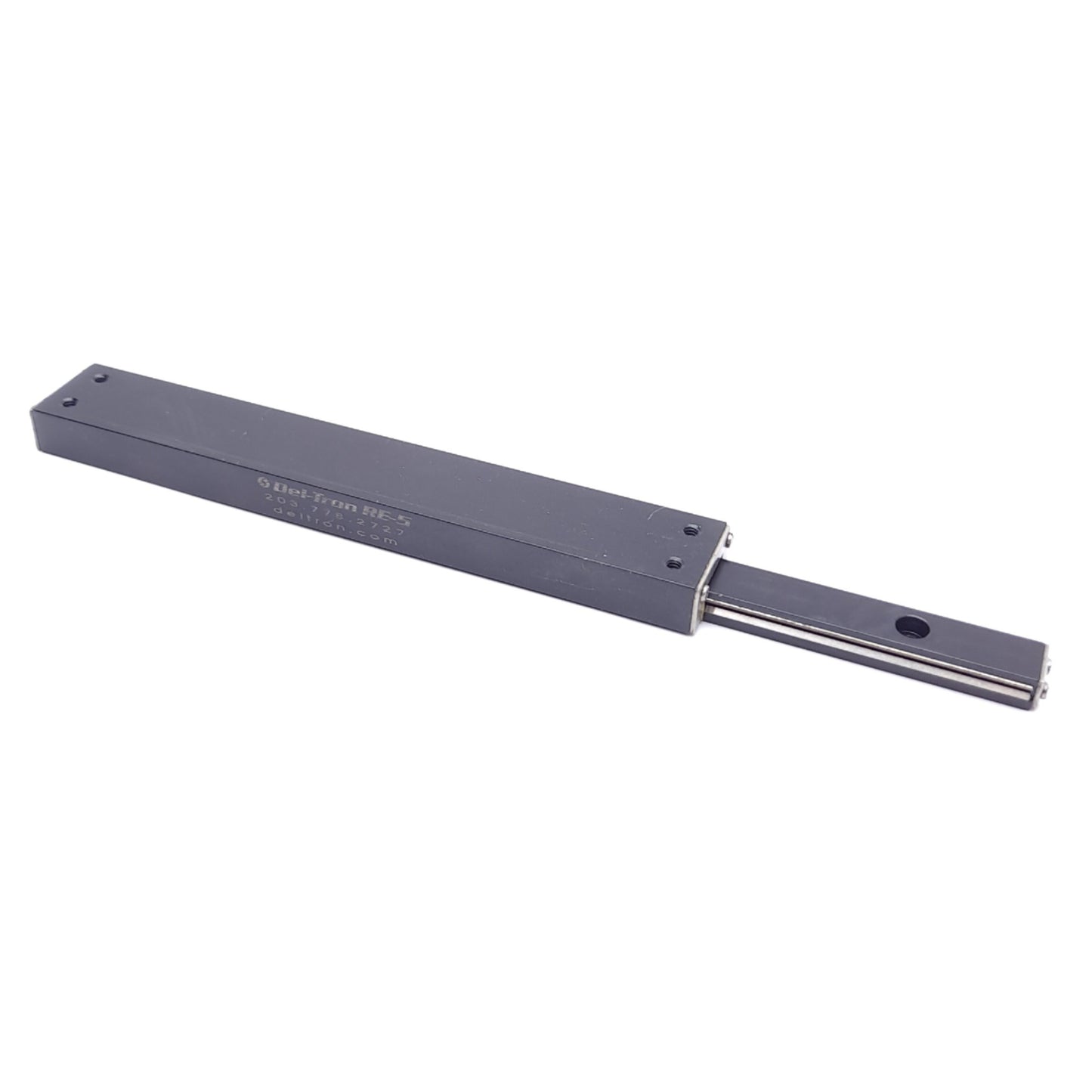 Used Del-Tron RE-5 Crossed Roller Linear Slide, 4in Travel, 104lb Load, 4-40 UNC-2B