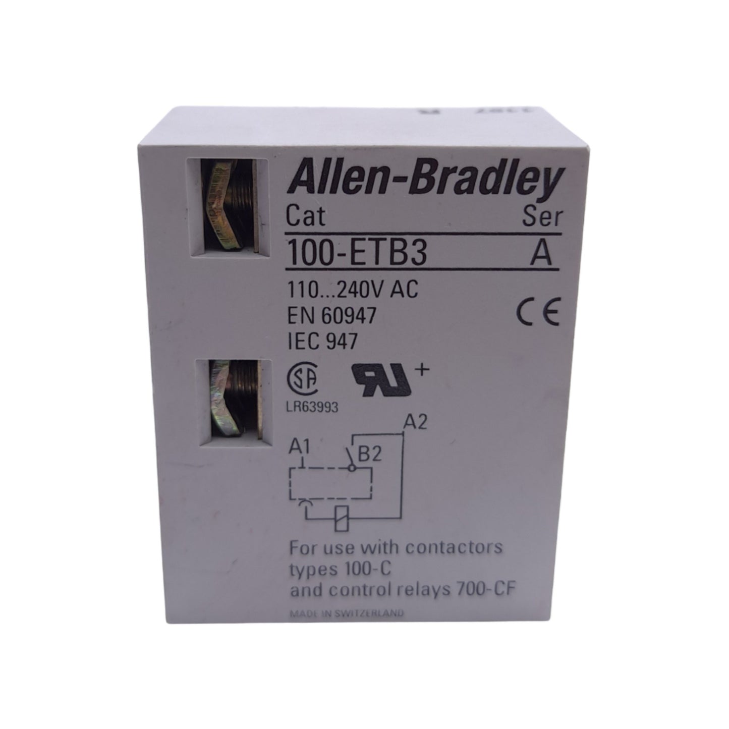 Used Allen Bradley 100-ETB3 Electronic Timing Module, Off-Delay 0.3-3 Sec, 110-240VAC