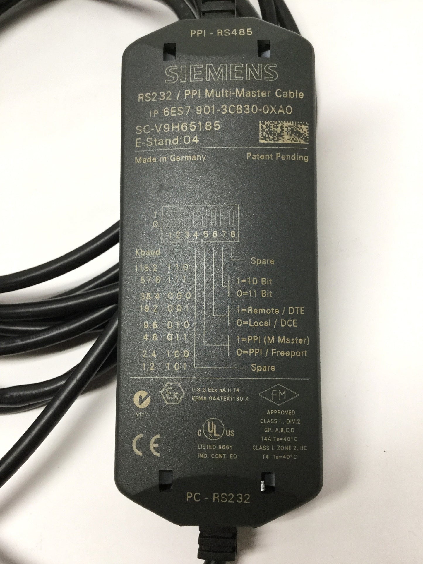 Used Siemens 6ES7 901-3CB30-0XA0 Simatic S7-200 to Serial PC/PPI Cable Interface