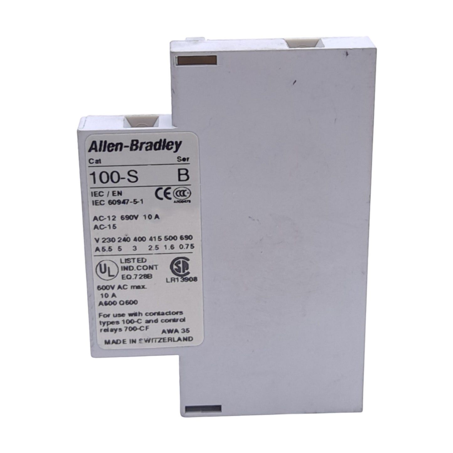 Used Allen Bradley 100-SA11 Auxiliary Contact Block, 1 NO 1 NC, For 100-C & 700-CF