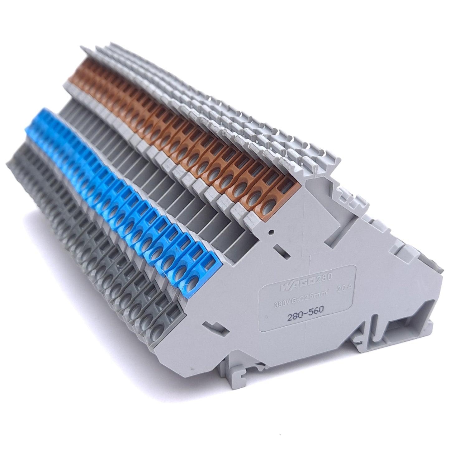 Used Lot of 24 Wago 280-560 Terminal Block, 3-Conductor, 3-Level, 400V 20A, DIN Rail