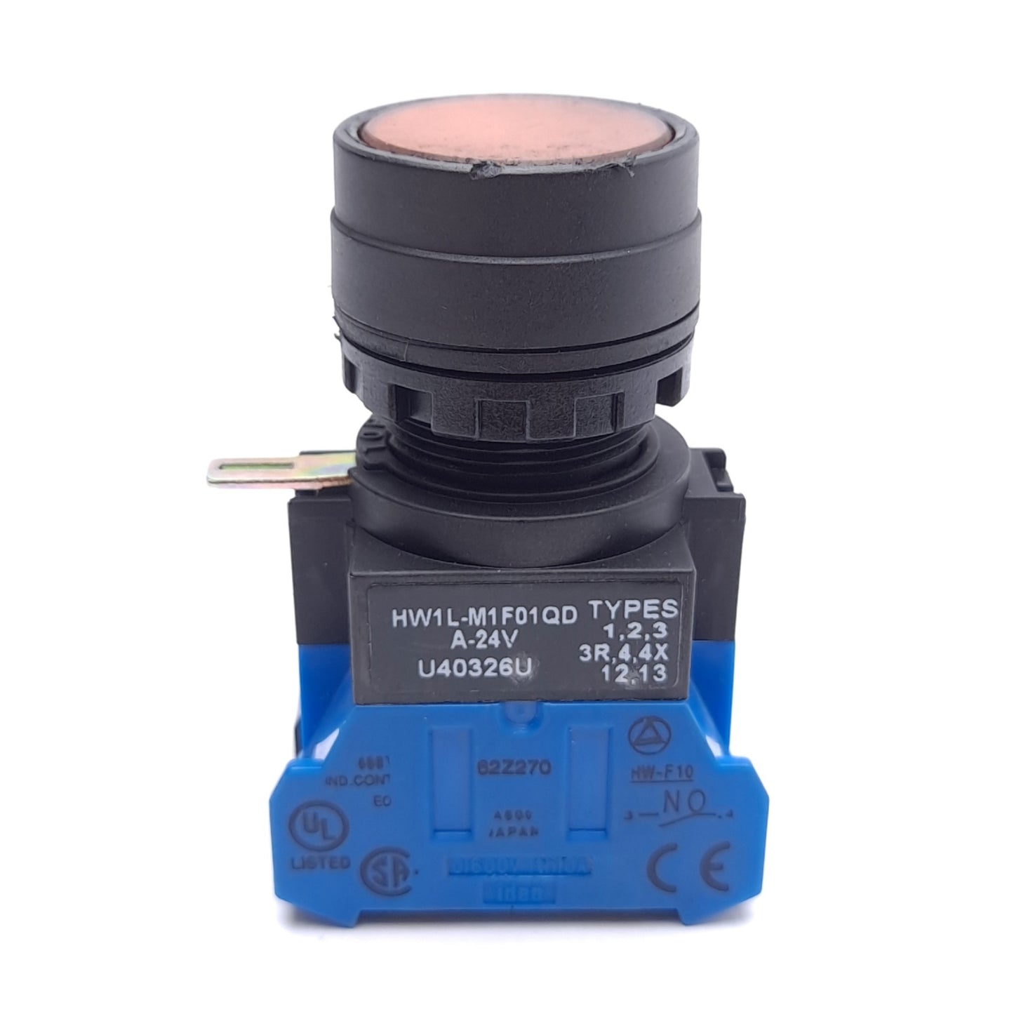 Used IDEC HW1L-M1F01QD-A-24V Pushbutton, 1 NC, Momentary, Illuminated, 24VAC/DC