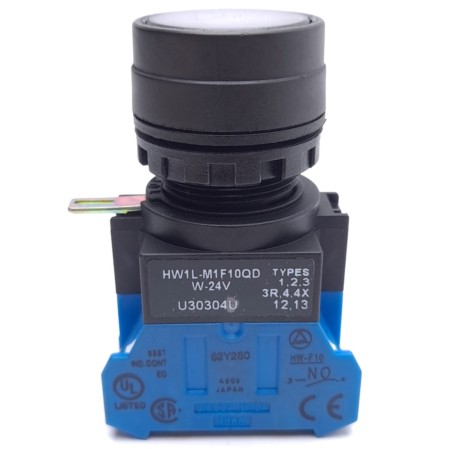 Used IDEC HW1L-M1F01QD-W-24V Pushbutton, 1 NC, Momentary, Illuminated, 24VAC/DC
