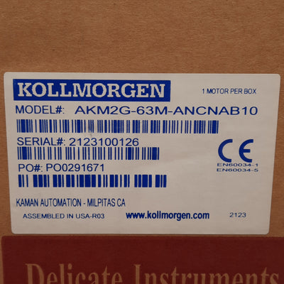 New Kollmorgen AKM2G-63M-ANCNAB10 Servo Motor 3Ø 480VAC 15.2A 5.92kW 4500RPM 21.4Nm