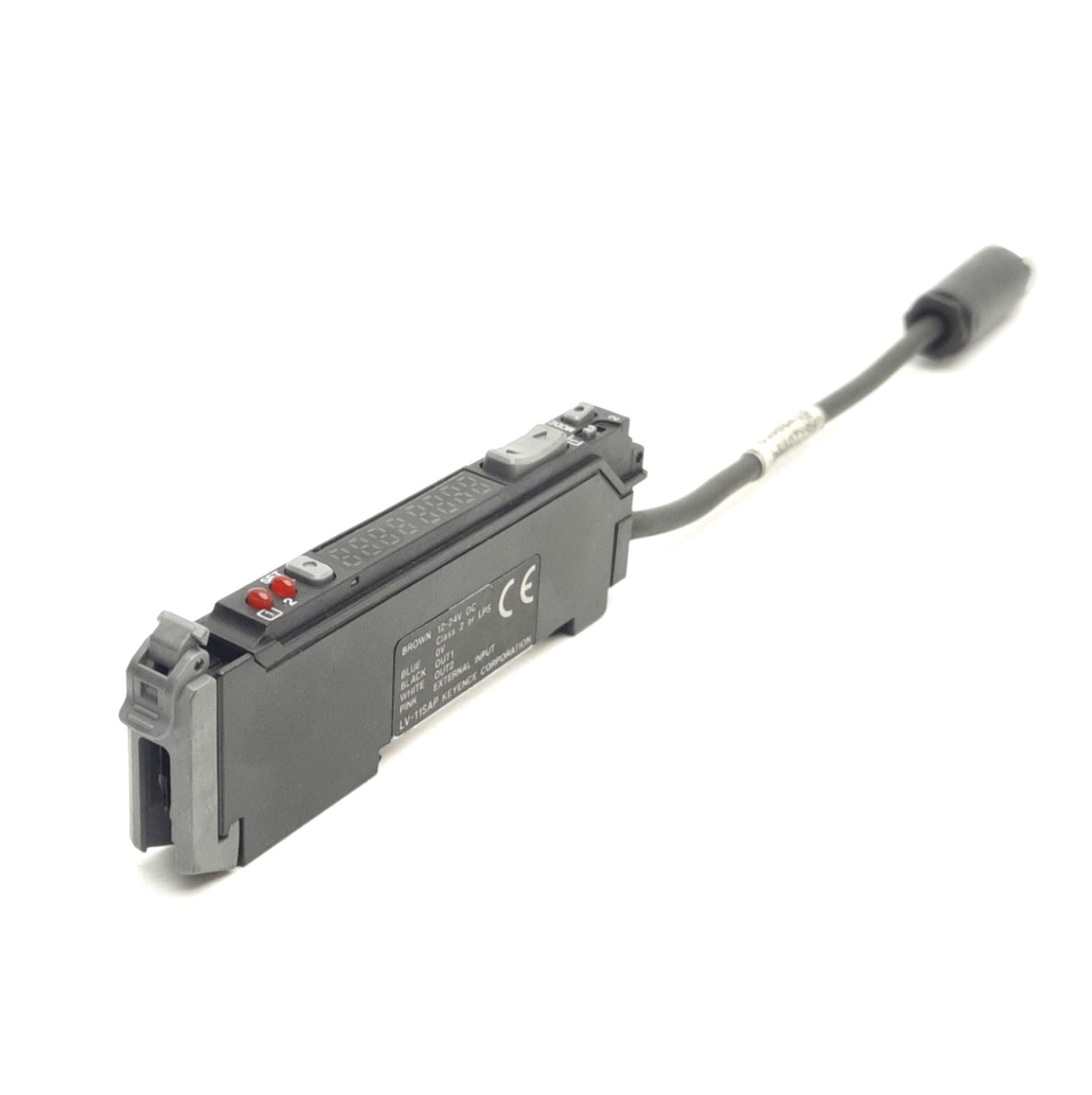 Used Keyence LV-11SAP Fiber Optic Amplifier, 2-Channel, PNP, 12-24VDC, DIN Rail Mount