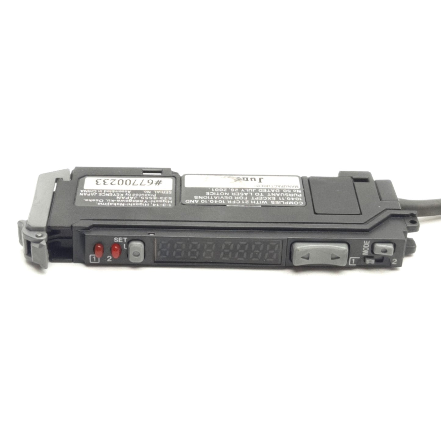 Used Keyence LV-11SAP Fiber Optic Amplifier, 2-Channel, PNP, 12-24VDC, DIN Rail Mount
