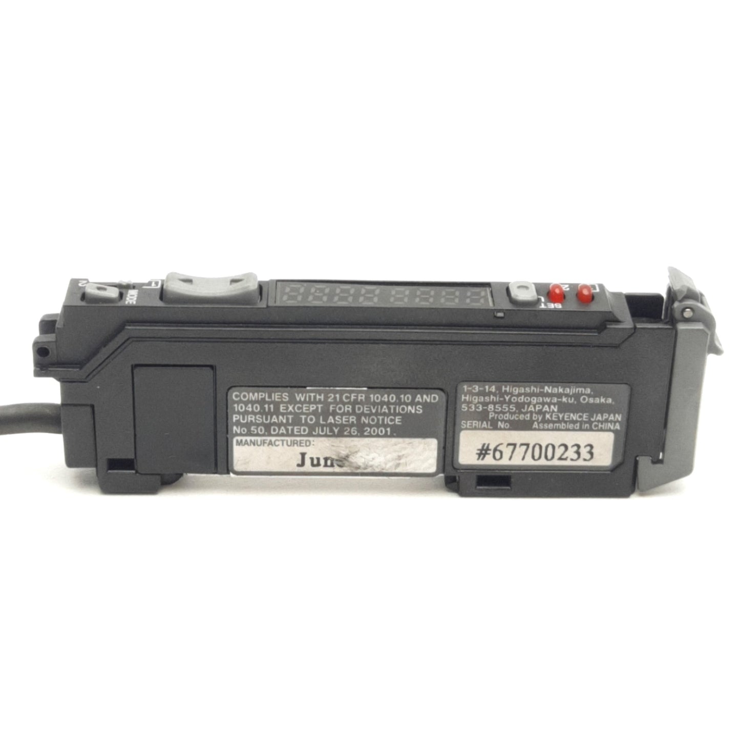 Used Keyence LV-11SAP Fiber Optic Amplifier, 2-Channel, PNP, 12-24VDC, DIN Rail Mount