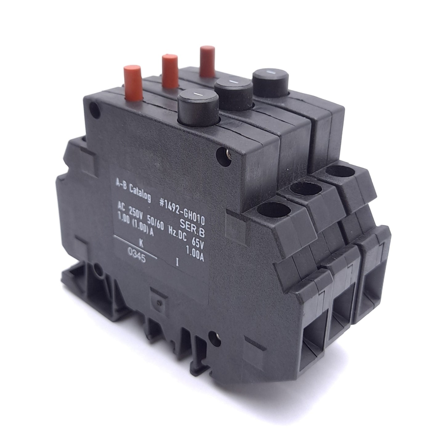 Used Lot of 3 Allen Bradley 1492-GH010 Miniature Circuit Breaker, 1A 250VAC, DIN Rail