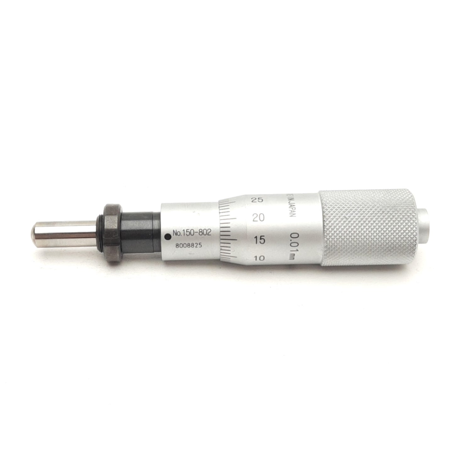 Used Mitutoyo 150-802 Common Micrometer Head, 25mm Range 0.01mm Graduation, Spherical