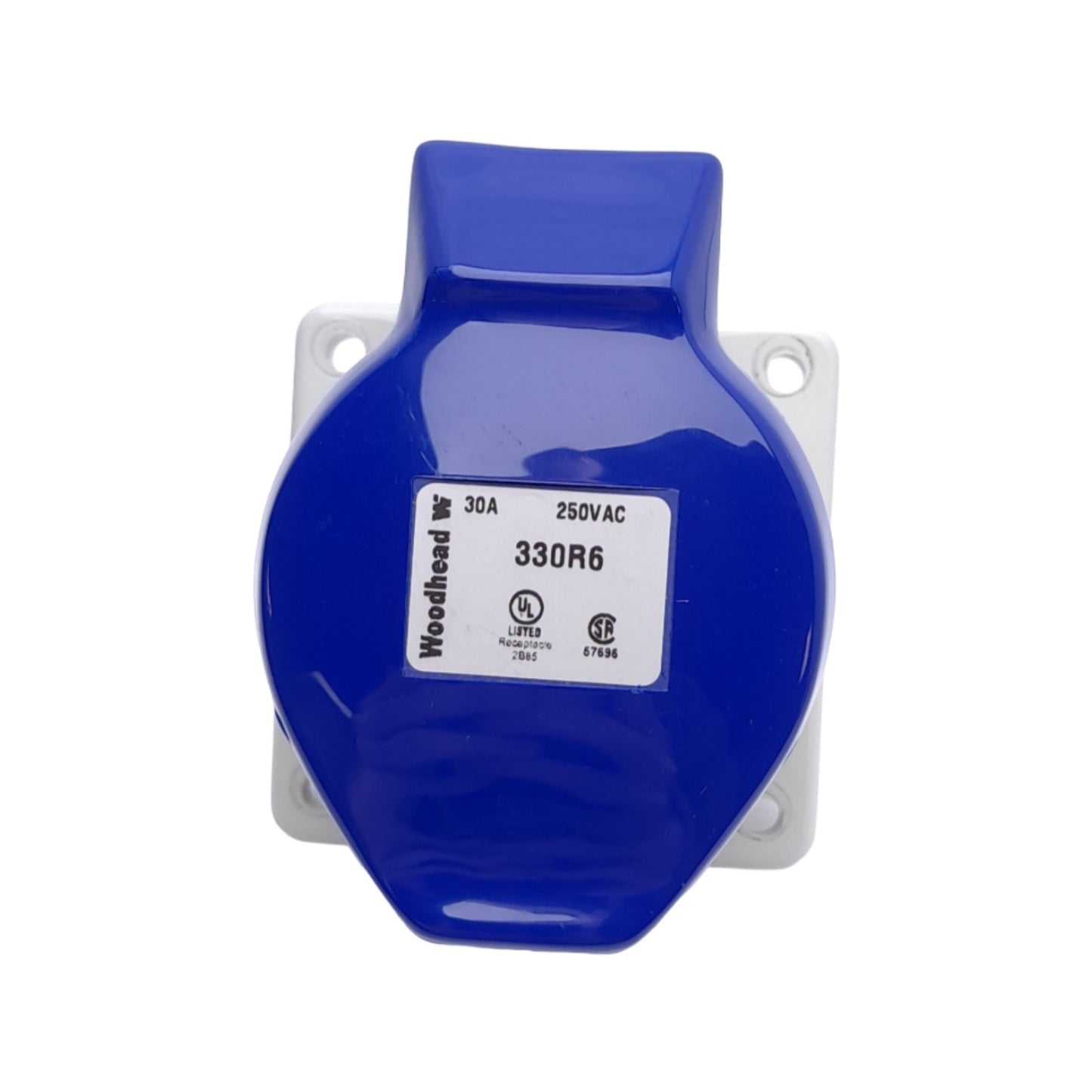 Used Woodhead 330R6 Safeway Pin & Sleeve Receptacle, 250VAC, 30A, 2-Pole, 3-Wire