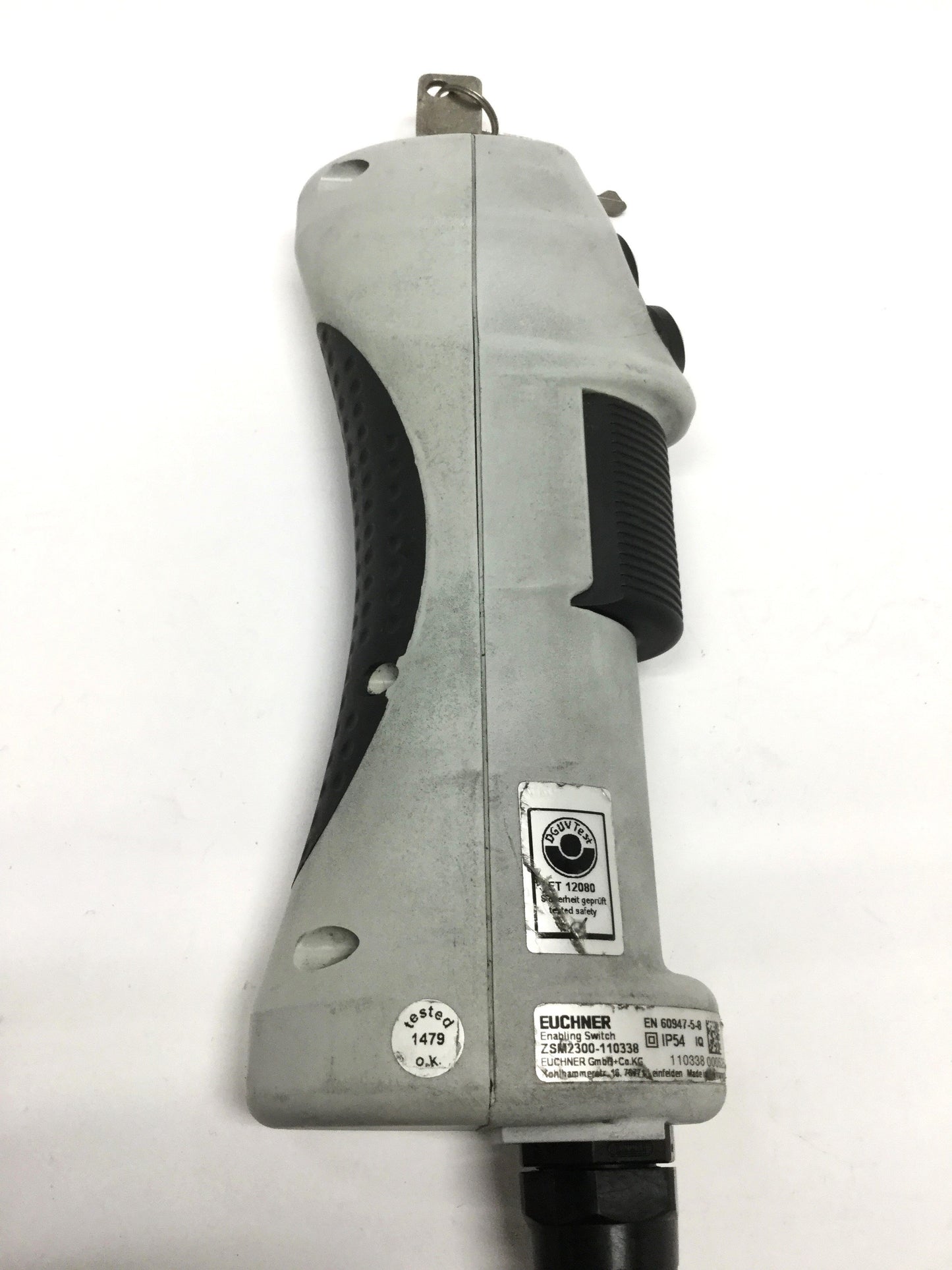 Used Euchner ZSM2300-110338 Handheld Keyed Enabling Switch, RC12 Plug Connector
