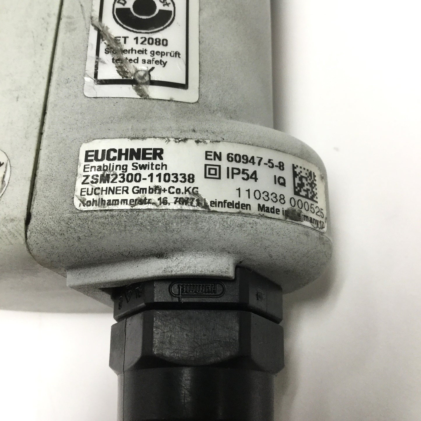 Used Euchner ZSM2300-110338 Handheld Keyed Enabling Switch, RC12 Plug Connector
