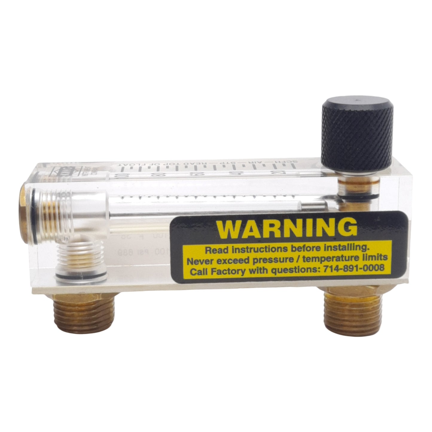 Used King Instrument 75301112C13 Acrylic Tube Flowmeter w/ Valve 0-100SCFM, 1/4in NPT