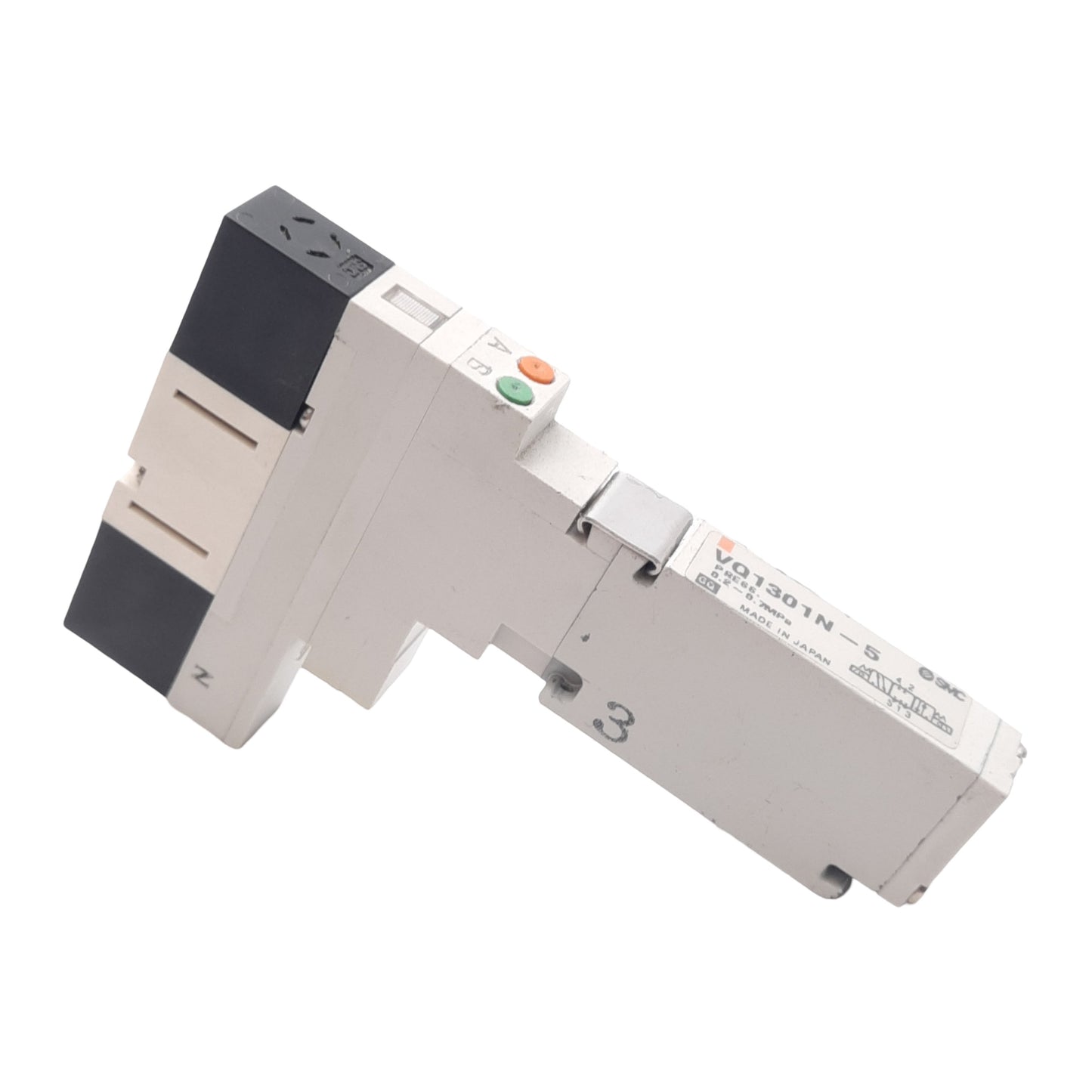Used SMC VQ1301N-5 Solenoid Valve, 3-Position Closed Center, 0.2-0.7MPa, 24VDC Coil