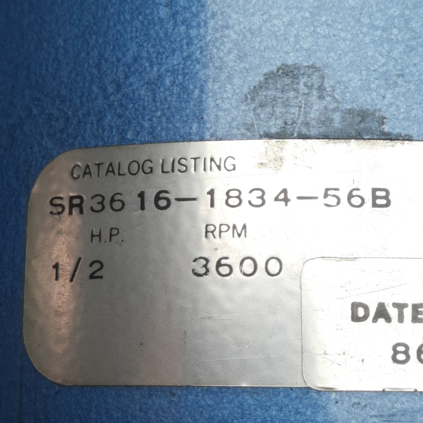 Used Pacific Scientific SR3616-1834-56B DC Motor, 90VDC 5.5A, 1/2HP, 3600RPM, NEMA 56