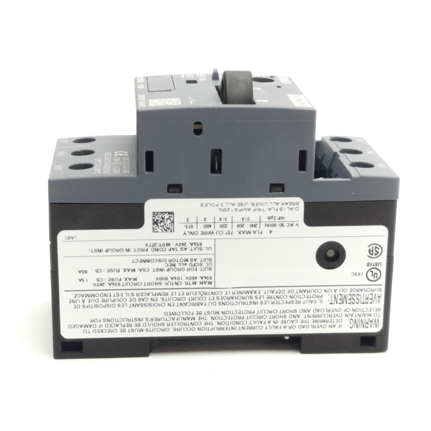 Used Siemens 3RV1011-1EA10 Circuit Breaker, 3-Pole, 2.8-4A, 690VAC, DIN Rail Mount