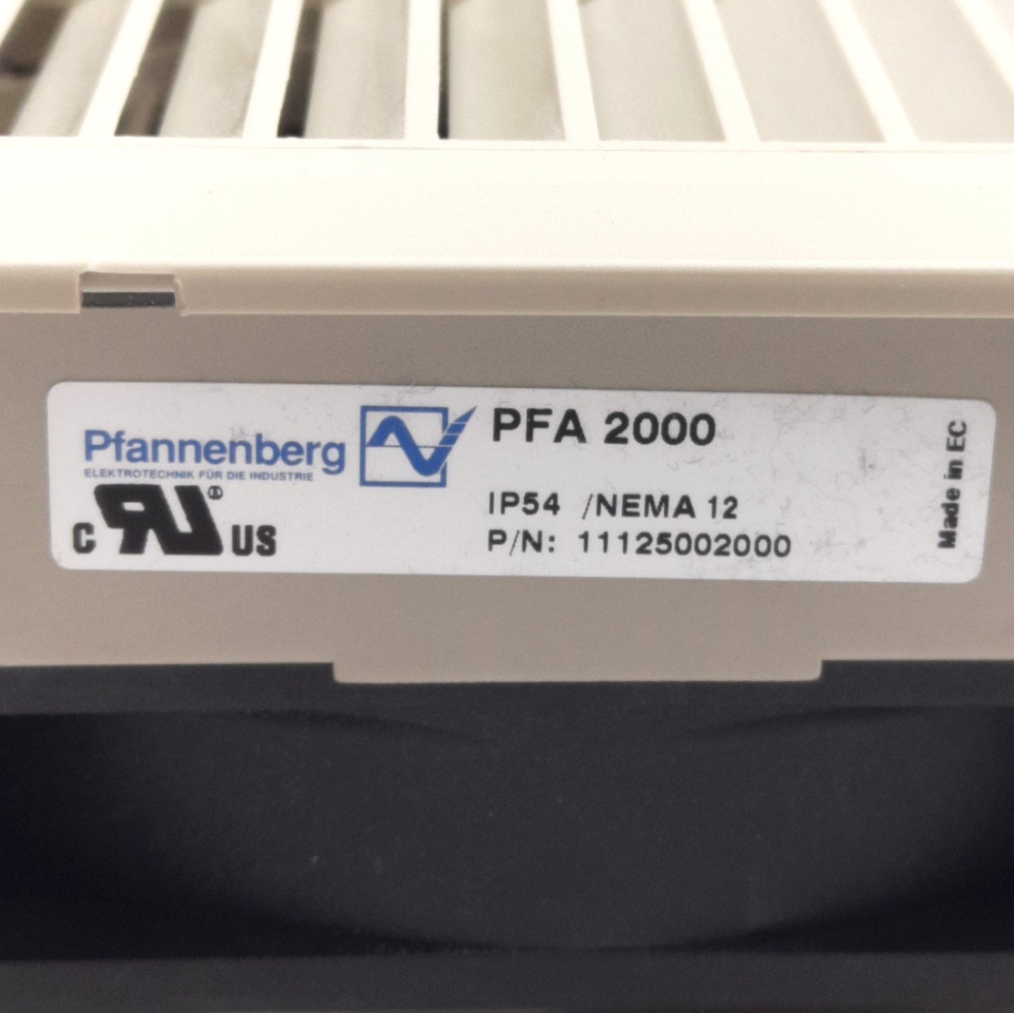 Used Pfannenburg 11125002000 PFA2000 Exhaust Grille W/ 24VDC Fan, 125mm x 125mm