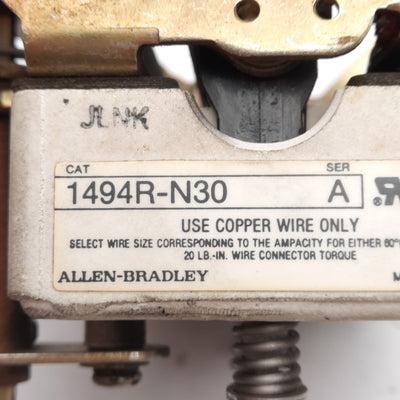 Used Allen Bradley 1494R-N30 Variable Depth Door-Mounted Disconnect Switch 600VAC 30A