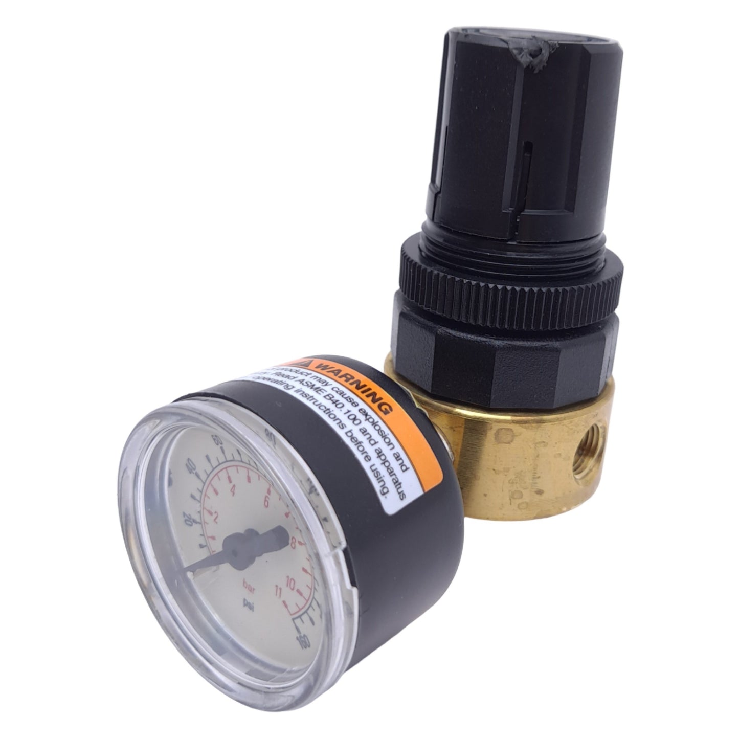 Used Parker Watts R364-01CG Pneumatic Regulator, Brass, 1/8" NPT, 0-125psig, W/ Gauge