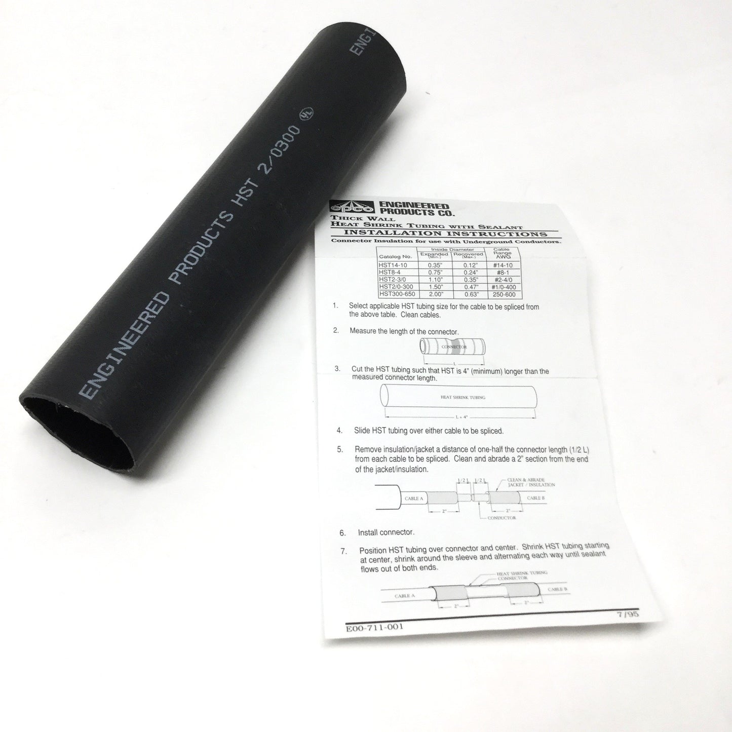 New Bag of 4 EPCO HST2/0300 Heat Shrink Tubes w/ Sealant, 3:1 Ratio, Ø1.1-.35", 8" L