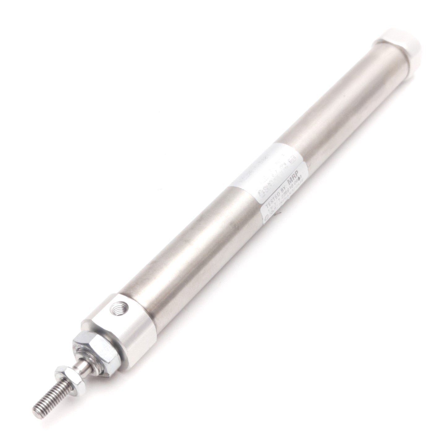 Used SMC NCJ2B16-500R Pneumatic Cylinder, 5/8in Bore, 5in Stroke, 10-32 Ports