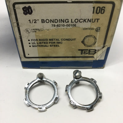 New Box of 80 T&B Thomas Betts 106 Rigid Metal Conduit Bonding Locknuts 1/2", Steel