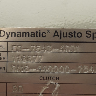 Used Dynamatic FD-7543-4001 Adjustable Speed Motor, 3Ø 230/460VAC, 3/4HP, 50-1600RPM