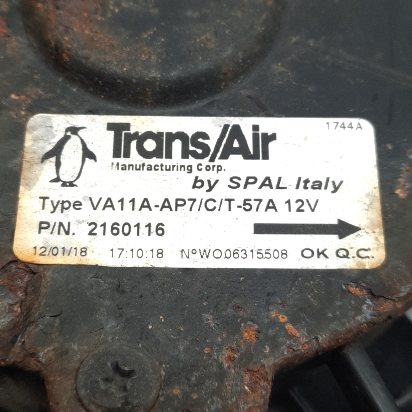Used Lot of 2 Spal VA11A-AP7/C/T-57A Condenser Cooling/Puller Fan, 12VDC, 10in