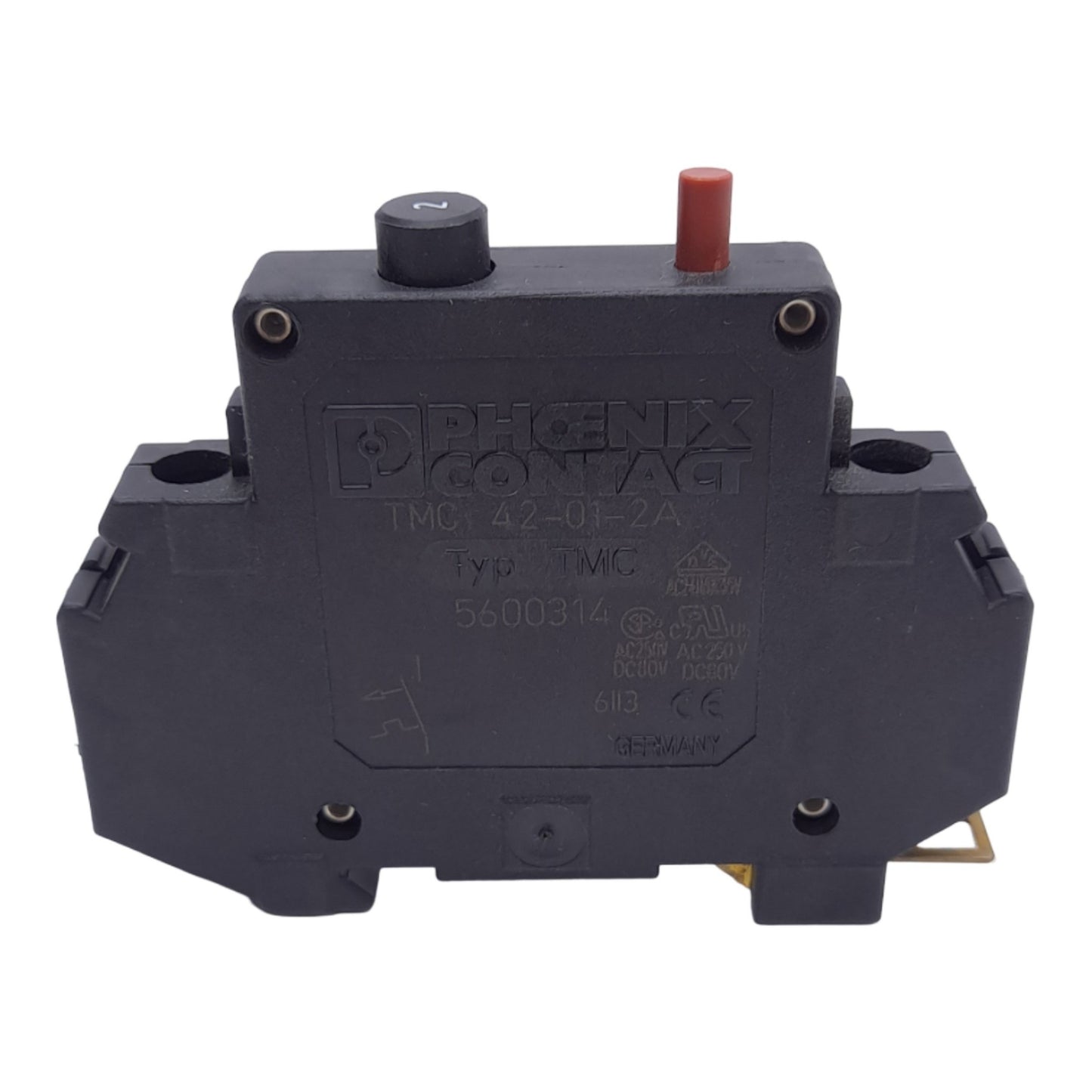 Used Phoenix Contact 5600314 TMC 42-01-2A Circuit Breaker, 2A, 250VAC/80VDC, DIN Rail