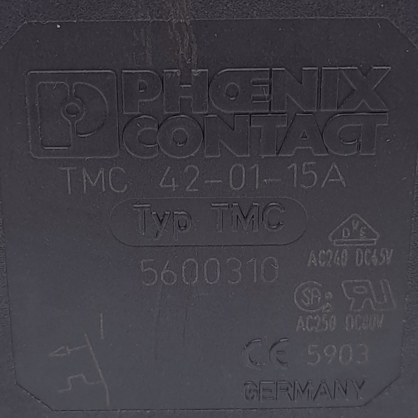 Used Phoenix Contact 5600310 TMC 42-01-15A Circuit Breaker 15A 250VAC/80VDC DIN Rail