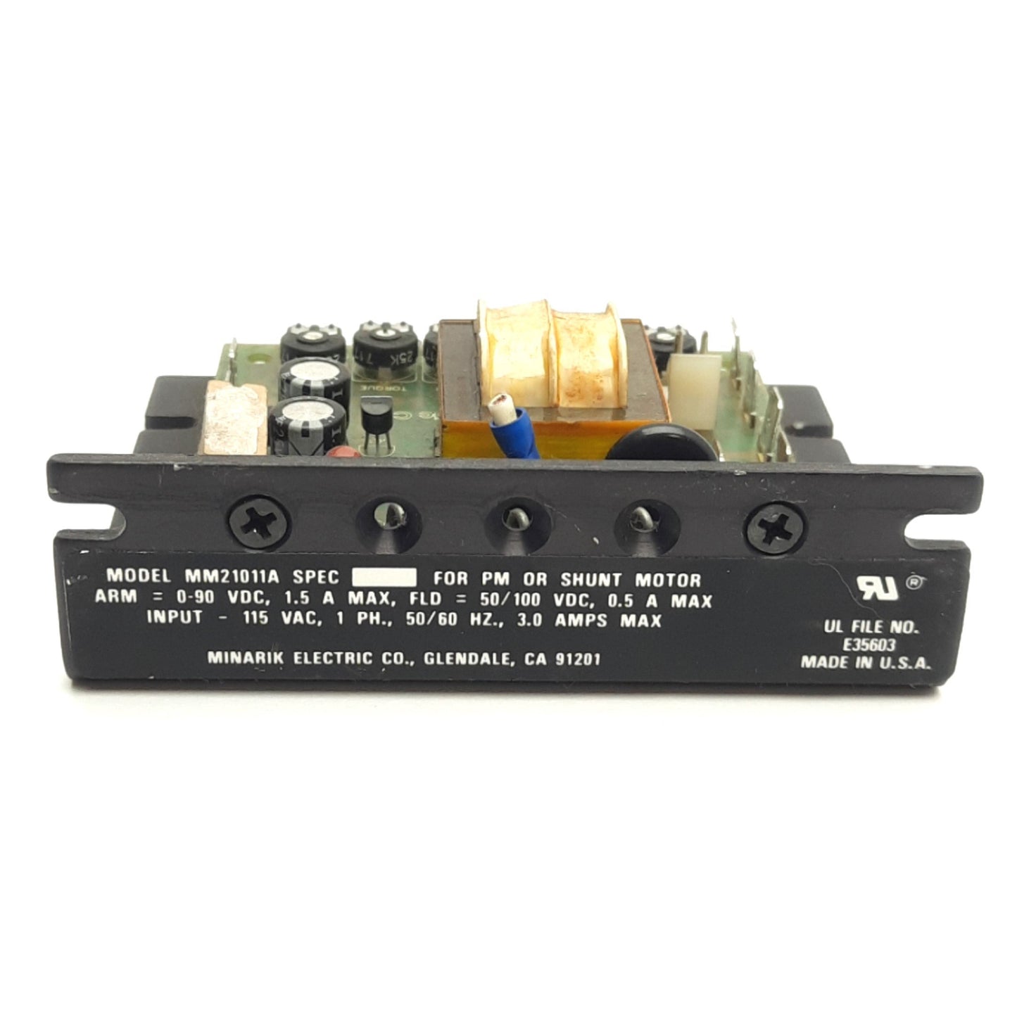 Used Minarik Corp MM21011A PM/Shunt Motor DC Drive, 115VAC 3.0A Input, 90VDC 1.5A Arm