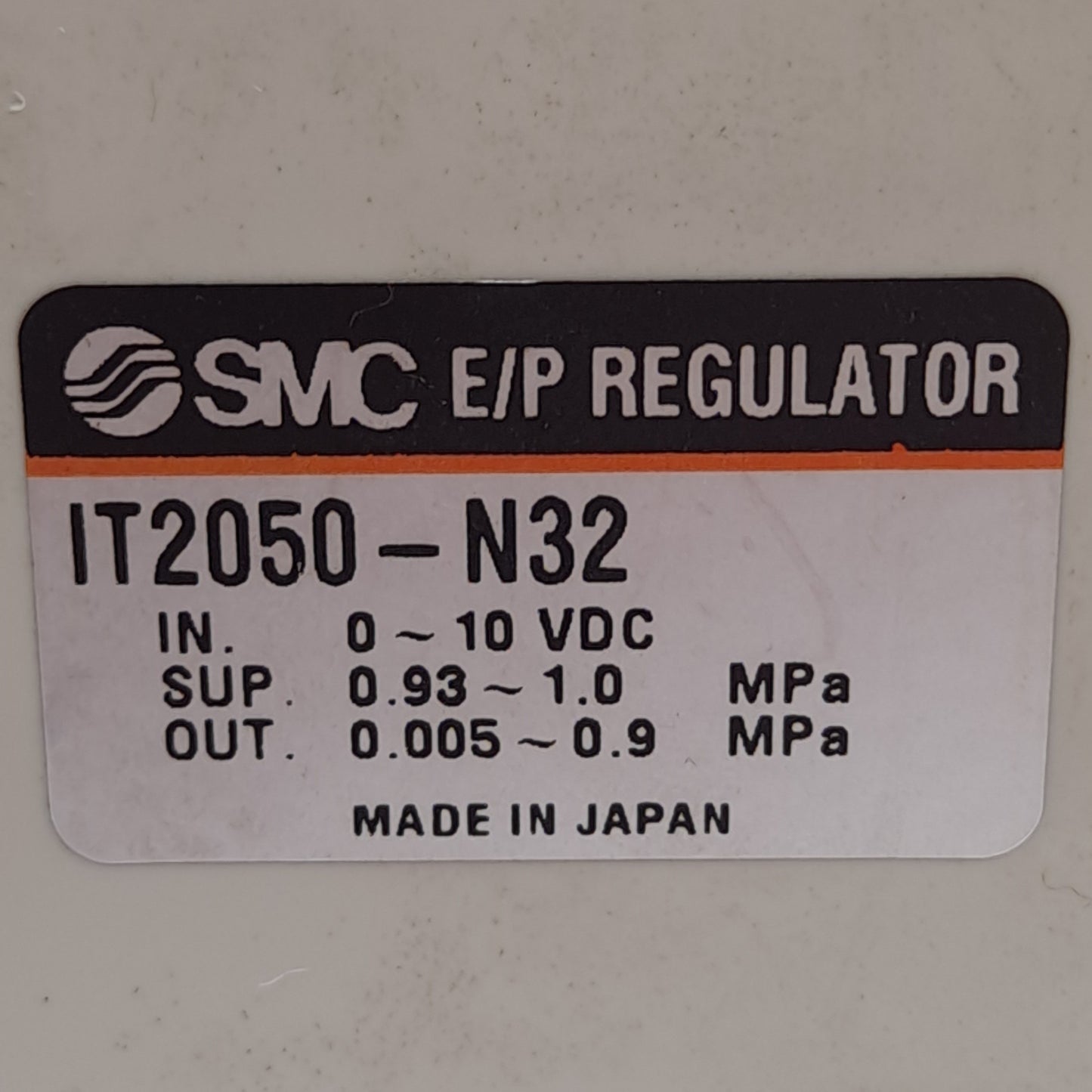 Used SMC IT2050-N32 Electro-Pneumatic Regulator, 1/4" NPT, 1.0MPa Supply, 0.9MPa Out