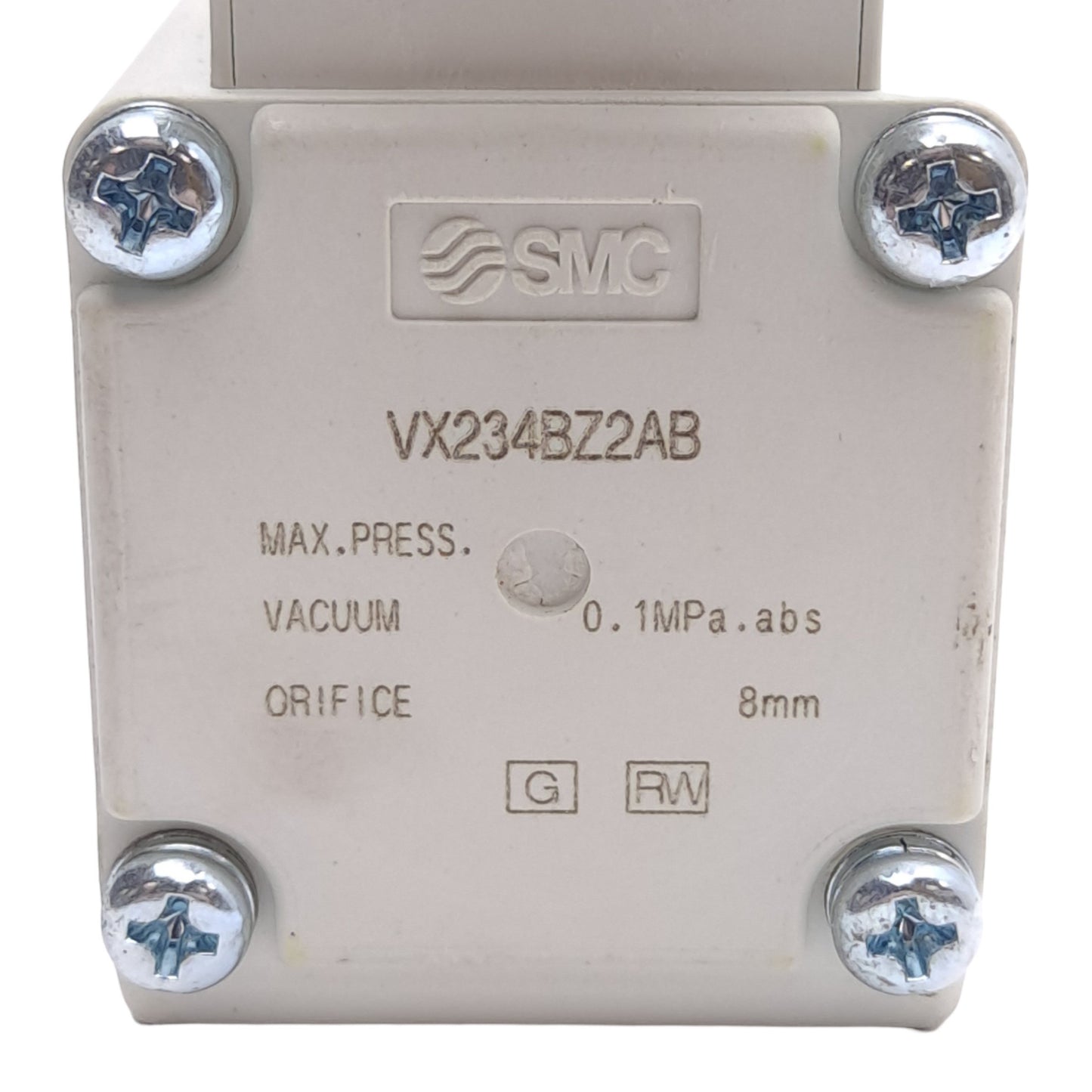 Used SMC VX234BZ2AB Solenoid Valve, 2-Port, NC, 1/4" NPT, 24VDC Coil, ø8mm Orifice