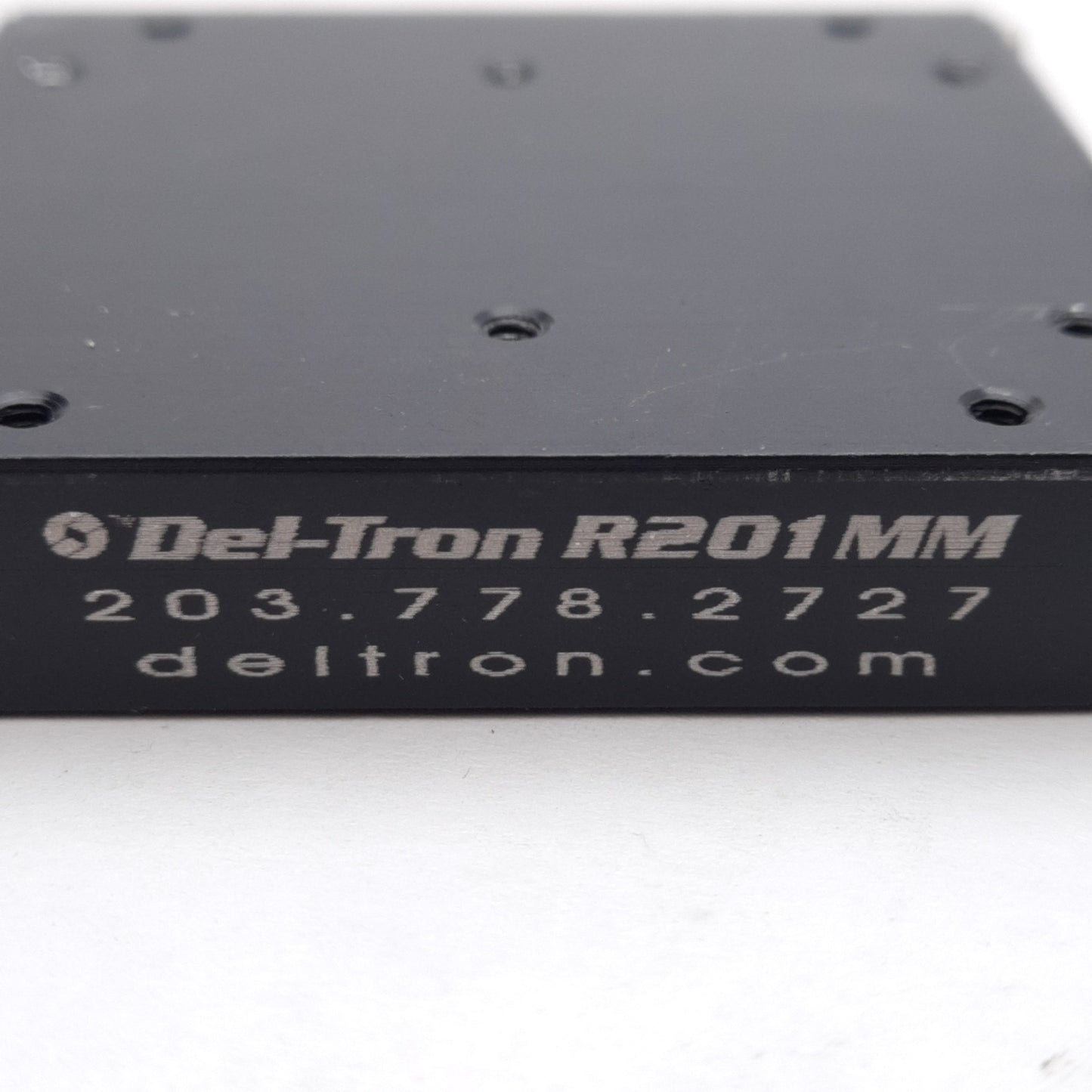 Used Del-Tron R201MM Micrometer Positioning Stage, 13mm Travel, 10.4kg Load, M2 Holes