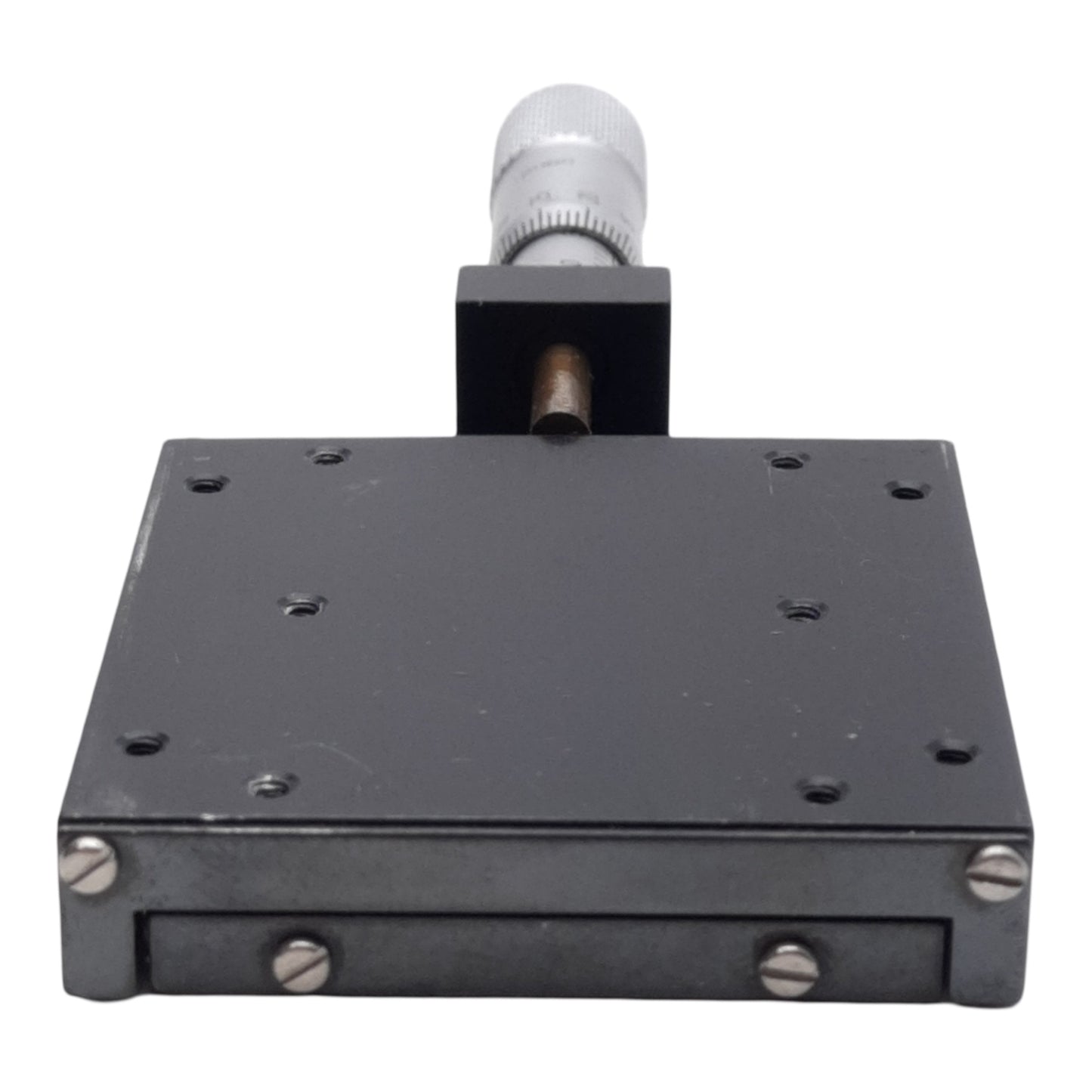 Used Del-Tron R201MM Micrometer Positioning Stage, 13mm Travel, 10.4kg Load, M2 Holes