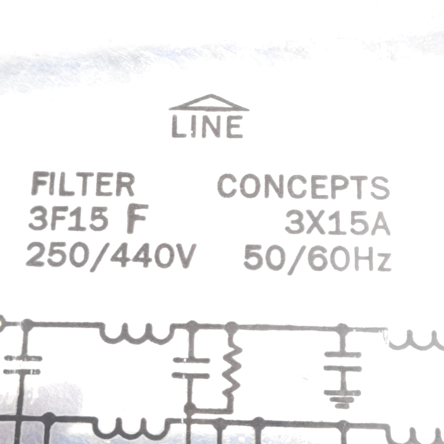 Used Filter Concepts 3F15 F Higher Performance EMI Filter, 3-Phase 250/440VAC, 15A