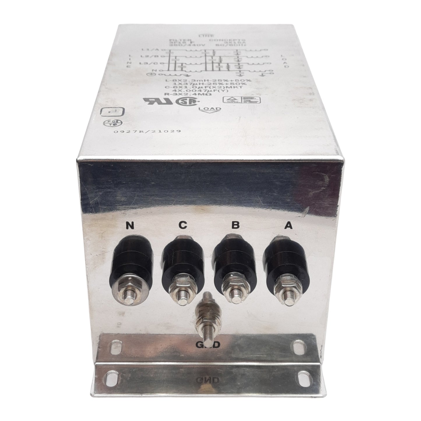 Used Filter Concepts 3F15 F Higher Performance EMI Filter, 3-Phase 250/440VAC, 15A