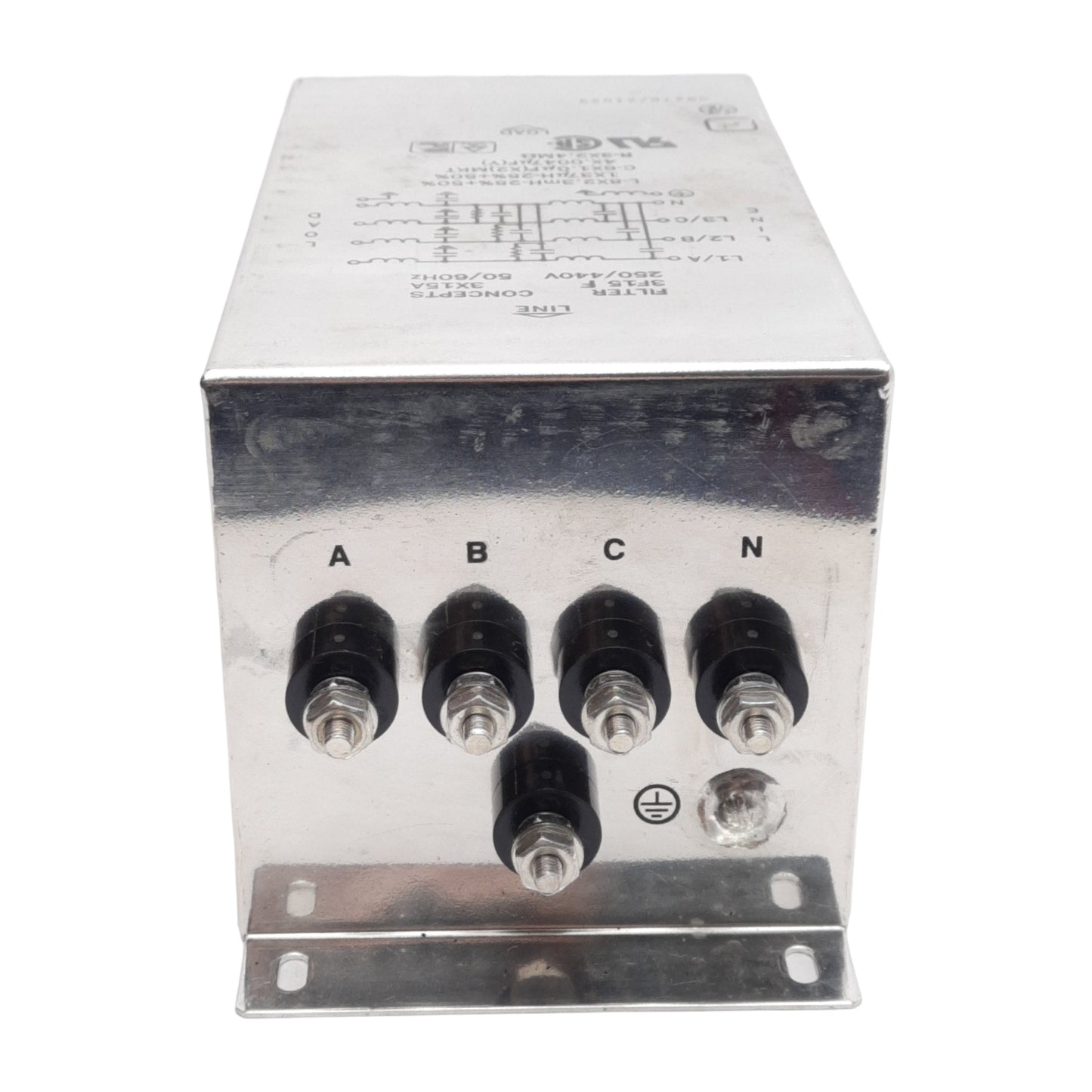 Used Filter Concepts 3F15 F Higher Performance EMI Filter, 3-Phase 250/440VAC, 15A