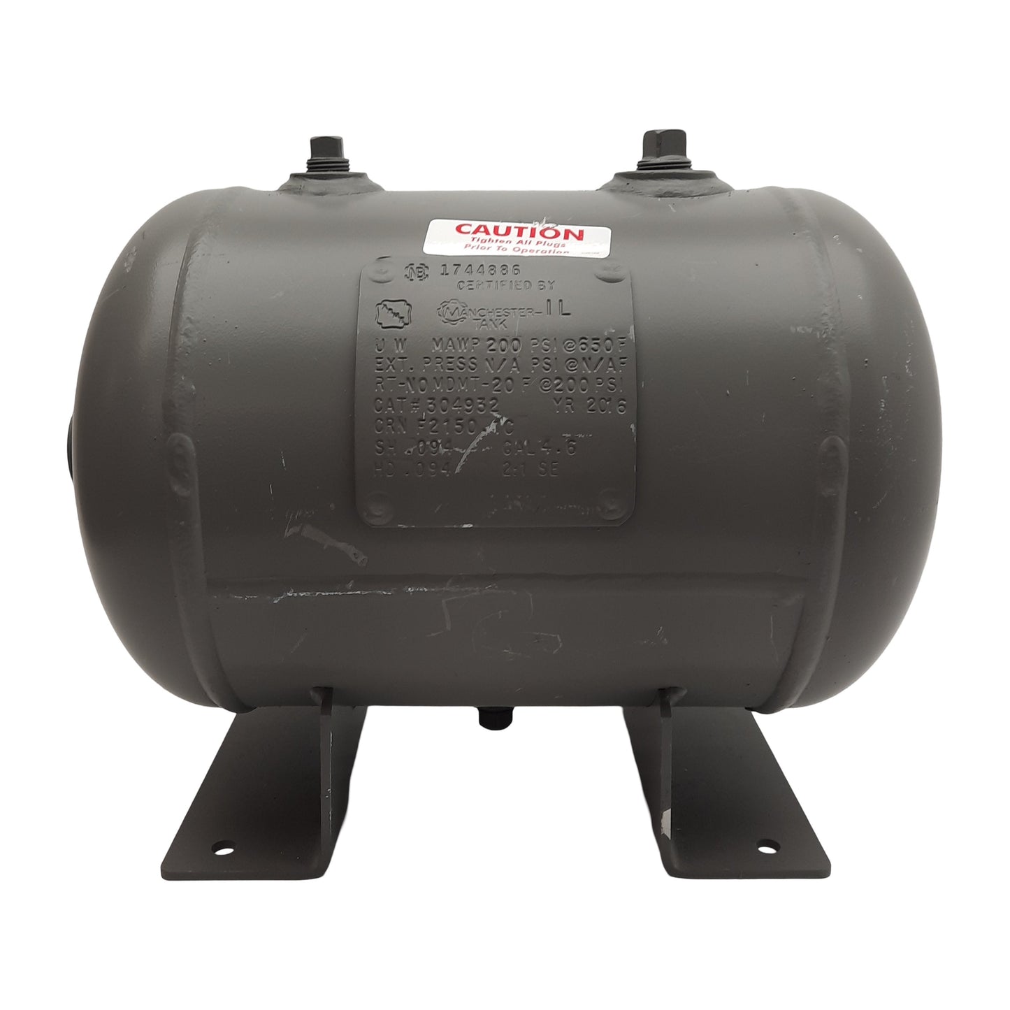 Used Manchester Tank 304932 Universal Horizontal Air Receiver, 4.6 Gallon, 200PSI