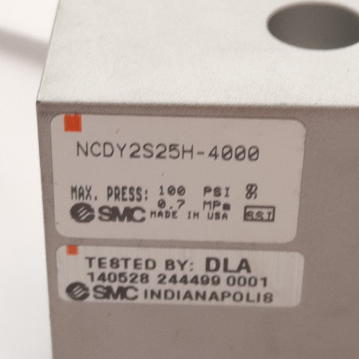 Used SMC NCDY2S25H-4000 Rodless Cylinder, ø1in Bore, 40in Stroke, 100PSI, 1/8in NPT